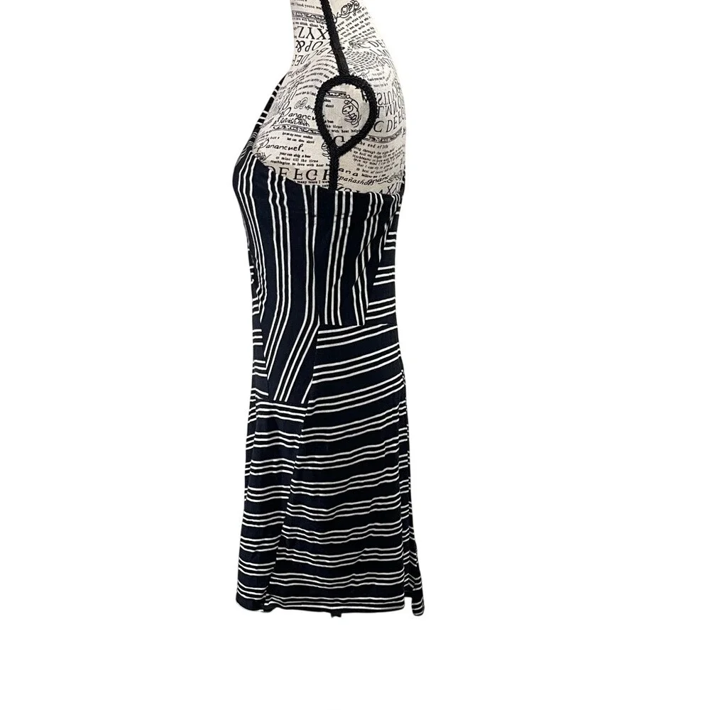 Maeve‎ One-Shoulder Navy and White Striped Dress